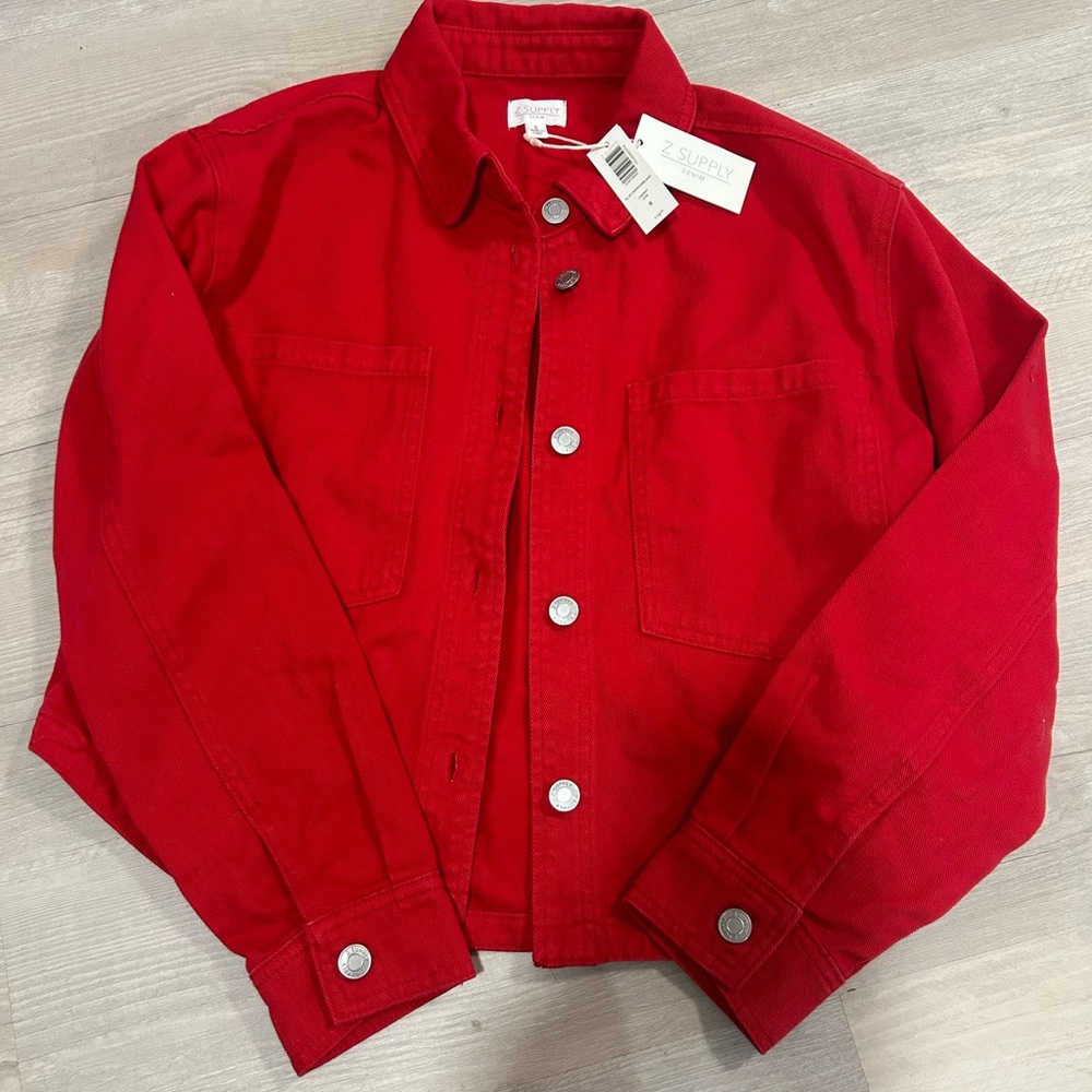 NWT! Z Supply Red Denim Jacket